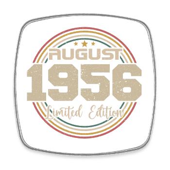 Millésime Né(e) Août 1956 Cadeau Anniversaire 1956 - Magnet carré - blanc - Devant