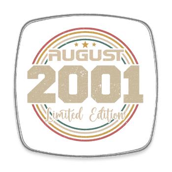 Vintage Born August 2001 Birthday Gift 2001 - Square fridge magnet - white - Front