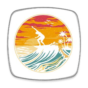 Strand Surfen Surfbrett Vintage Surfer Strand Surfen - Viereckiger Kühlschrankmagnet - Weiß - Vorne