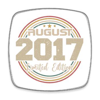 Vintage Born August 2017 Birthday Gift 2017 - Square fridge magnet - white - Front