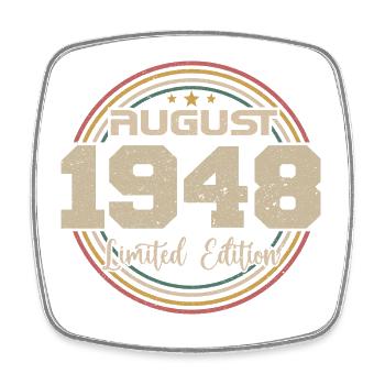 Millésime Né(e) Août 1948 Cadeau Anniversaire 1948 - Magnet carré - blanc - Devant