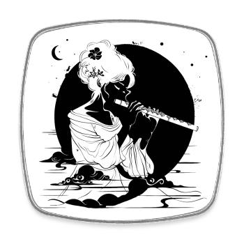 Flute Girl - Square fridge magnet - white - Front