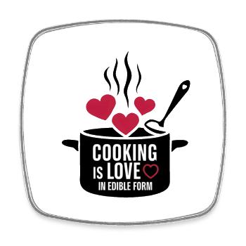 Kochen ist Liebe in essbarer Form. - Viereckiger Kühlschrankmagnet - Weiß - Vorne