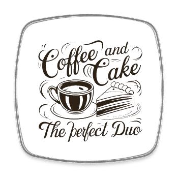 Café et gâteau – le duo parfait. - Magnet carré - blanc - Devant