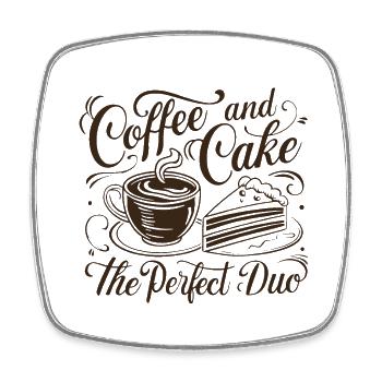 Café et gâteau – le duo parfait. - Magnet carré - blanc - Devant