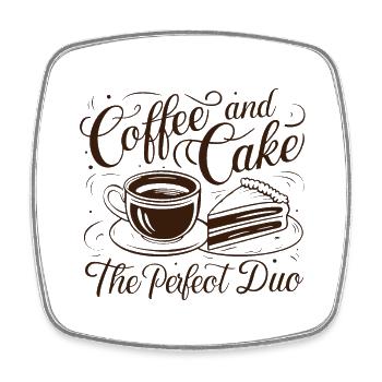 Café et gâteau – le duo parfait. - Magnet carré - blanc - Devant