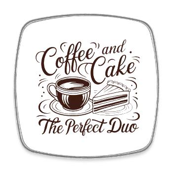 Café et gâteau – le duo parfait. - Magnet carré - blanc - Devant