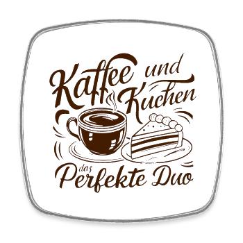 Café et gâteau – le duo parfait. - Magnet carré - blanc - Devant