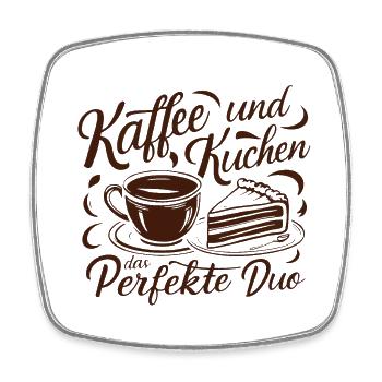 Café et gâteau – le duo parfait. - Magnet carré - blanc - Devant