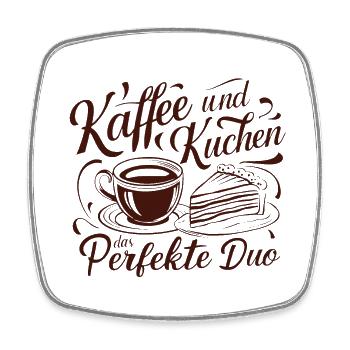 Café et gâteau – le duo parfait. - Magnet carré - blanc - Devant