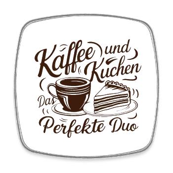 Café et gâteau – le duo parfait. - Magnet carré - blanc - Devant