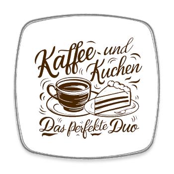 Café et gâteau – le duo parfait. - Magnet carré - blanc - Devant