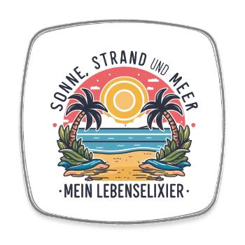 Sun, beach and sea - my elixir of life - Square fridge magnet - white - Front