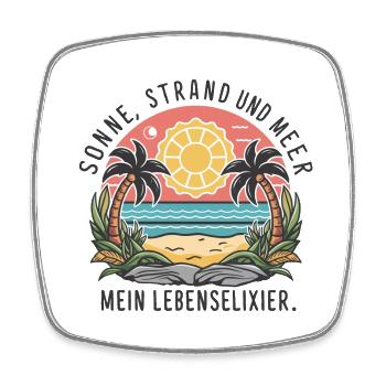 Sun, beach and sea - my elixir of life - Square fridge magnet - white - Front