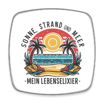 Sun, beach and sea - my elixir of life - Square fridge magnet - white - Front
