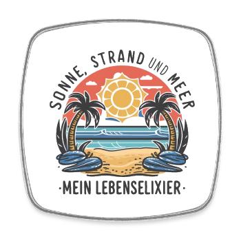 Sun, beach and sea - my elixir of life - Square fridge magnet - white - Front