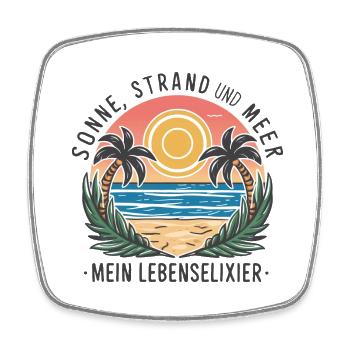 Sun, beach and sea - my elixir of life - Square fridge magnet - white - Front