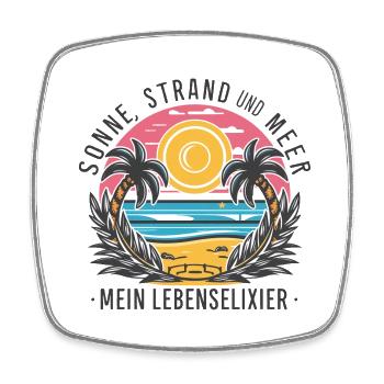 Sun, beach and sea - my elixir of life - Square fridge magnet - white - Front