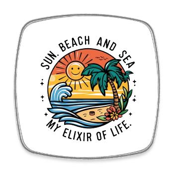 Sun, beach and sea - my elixir of life - Square fridge magnet - white - Front