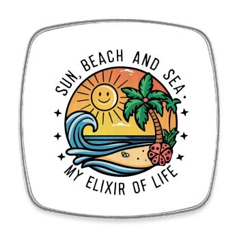 Sun, beach and sea - my elixir of life - Square fridge magnet - white - Front