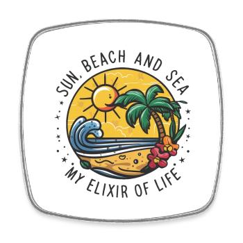Sun, beach and sea - my elixir of life - Square fridge magnet - white - Front