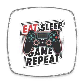 Eat, Sleep, Game, Repeat - Viereckiger Kühlschrankmagnet - Weiß - Vorne