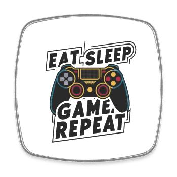 Eat, Sleep, Game, Repeat - Viereckiger Kühlschrankmagnet - Weiß - Vorne