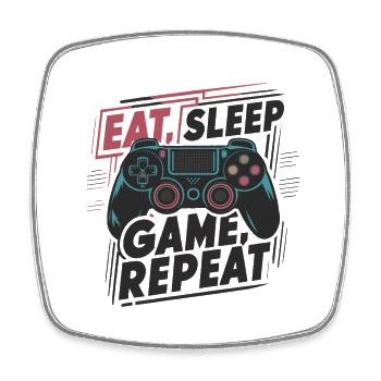 Eat, Sleep, Game, Repeat - Viereckiger Kühlschrankmagnet - Weiß - Vorne