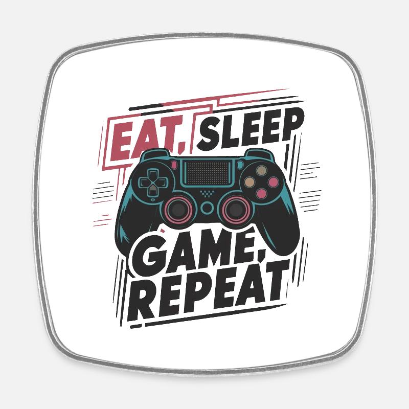Eat, Sleep, Game, Repeat - Square fridge magnet - white