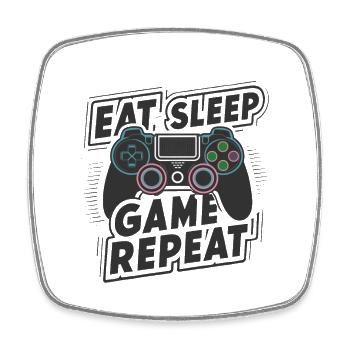 Eat, Sleep, Game, Repeat - Viereckiger Kühlschrankmagnet - Weiß - Vorne