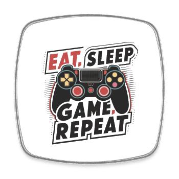 Eat, Sleep, Game, Repeat - Viereckiger Kühlschrankmagnet - Weiß - Vorne