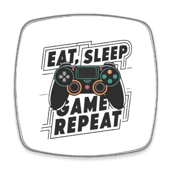 Eat, Sleep, Game, Repeat - Viereckiger Kühlschrankmagnet - Weiß - Vorne