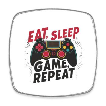 Eat, Sleep, Game, Repeat - Viereckiger Kühlschrankmagnet - Weiß - Vorne