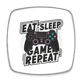 Eat, Sleep, Game, Repeat - Viereckiger Kühlschrankmagnet - Weiß - Vorne