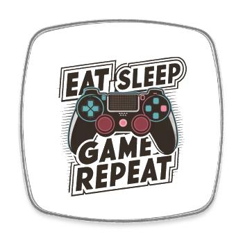 Eat, Sleep, Game, Repeat - Viereckiger Kühlschrankmagnet - Weiß - Vorne