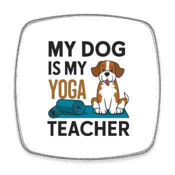 Mon chien est mon prof de yoga - Magnet carré - blanc - Devant