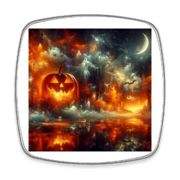 Halloween-Landschaft - Viereckiger Kühlschrankmagnet - Weiß - Vorne