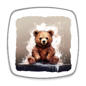 Brauner Teddy Bär - Viereckiger Kühlschrankmagnet - Weiß - Vorne