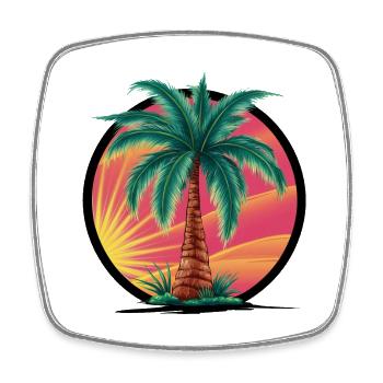 Tropische Palme bei Sonnenuntergang – Urlaubsmotiv - Viereckiger Kühlschrankmagnet - Weiß - Vorne