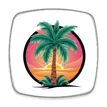 Tropische Palme bei Sonnenuntergang – Urlaubsmotiv - Viereckiger Kühlschrankmagnet - Weiß - Vorne