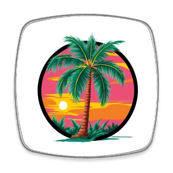 Tropische Palme bei Sonnenuntergang – Urlaubsmotiv - Viereckiger Kühlschrankmagnet - Weiß - Vorne