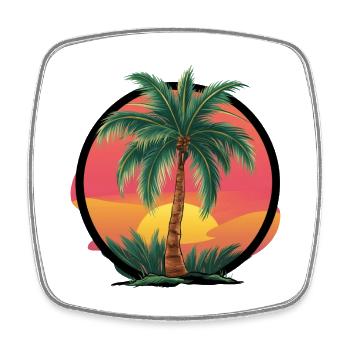 Tropische Palme bei Sonnenuntergang – Urlaubsmotiv - Viereckiger Kühlschrankmagnet - Weiß - Vorne