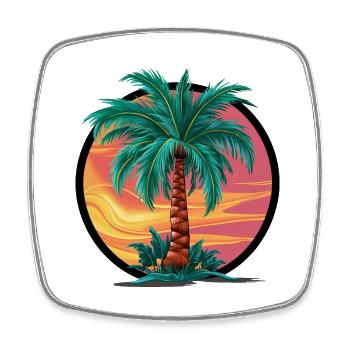 Tropische Palme bei Sonnenuntergang – Urlaubsmotiv - Viereckiger Kühlschrankmagnet - Weiß - Vorne