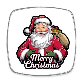 Santa Claus – Merry Christmas Illustration - Square fridge magnet - white - Front