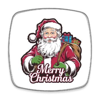 Santa Claus – Merry Christmas Illustration - Square fridge magnet - white - Front