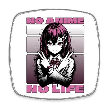 Anime Manga Girl // NO ANIME - NO LIFE // AS001 - Viereckiger Kühlschrankmagnet - Weiß - Vorne