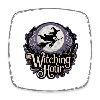 Hexe bei Vollmond – Witching Hour - Viereckiger Kühlschrankmagnet - Weiß - Vorne