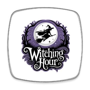 Hexe bei Vollmond – Witching Hour - Viereckiger Kühlschrankmagnet - Weiß - Vorne