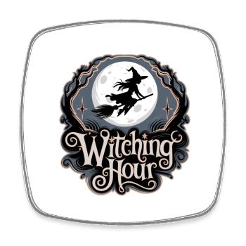 Hexe bei Vollmond – Witching Hour - Viereckiger Kühlschrankmagnet - Weiß - Vorne
