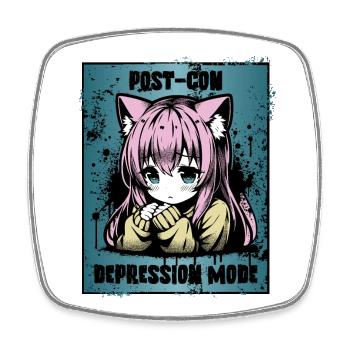 Anime Manga Girl // Post-Con Depression // AS003 - Viereckiger Kühlschrankmagnet - Weiß - Vorne